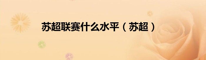 苏超联赛什么水平（苏超）