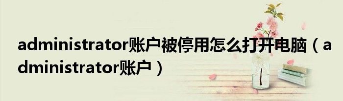 administrator账户被停用怎么打开电脑（administrator账户）