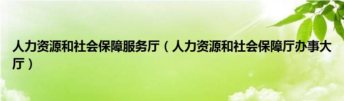人力资源和社会保障服务厅（人力资源和社会保障厅办事大厅）