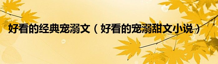 好看的经典宠溺文（好看的宠溺甜文小说）