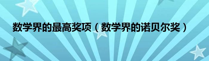 数学界的最高奖项（数学界的诺贝尔奖）