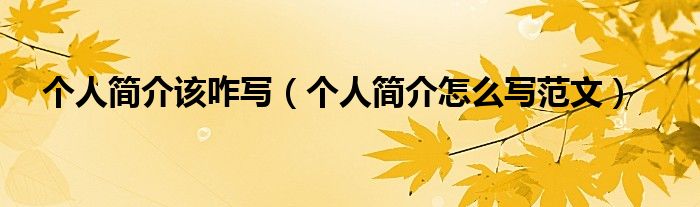 个人简介该咋写（个人简介怎么写范文）