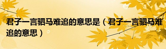 君子一言驷马难追的意思是（君子一言驷马难追的意思）