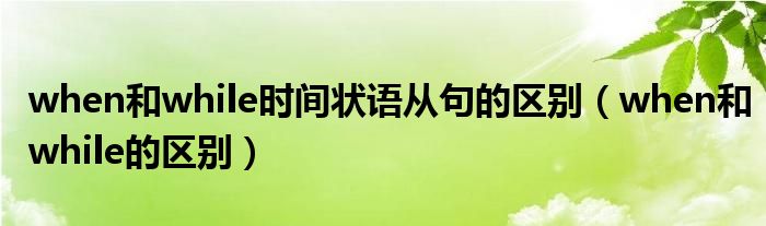 when和while时间状语从句的区别（when和while的区别）