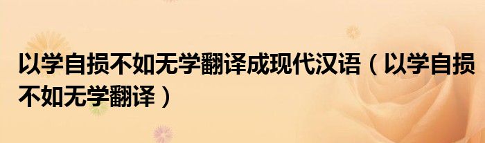 以学自损不如无学翻译成现代汉语（以学自损不如无学翻译）