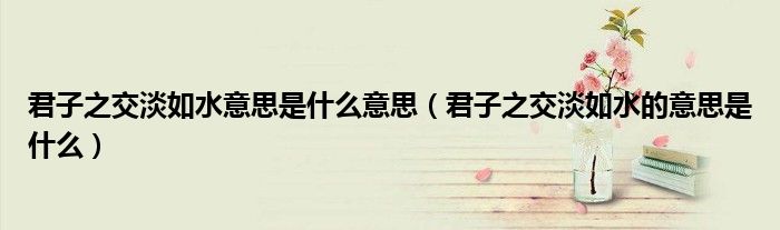 君子之交淡如水意思是什么意思（君子之交淡如水的意思是什么）