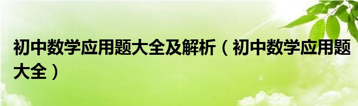初中数学应用题大全及解析（初中数学应用题大全）