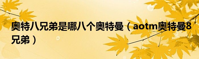 奥特八兄弟是哪八个奥特曼（aotm奥特曼8兄弟）