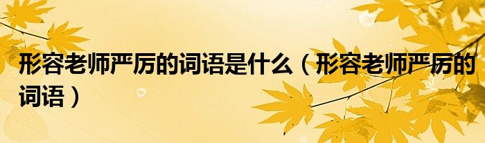 形容老师严厉的词语是什么（形容老师严厉的词语）