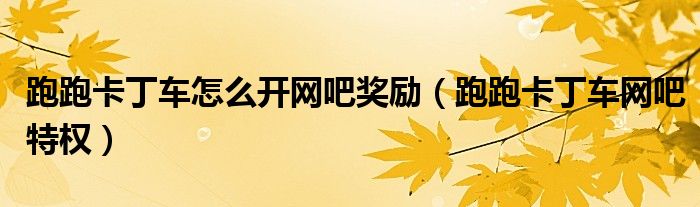 跑跑卡丁车怎么开网吧奖励（跑跑卡丁车网吧特权）