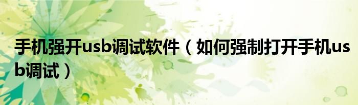 手机强开usb调试软件（如何强制打开手机usb调试）