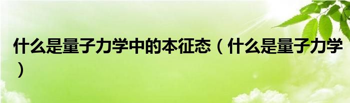 什么是量子力学中的本征态（什么是量子力学）