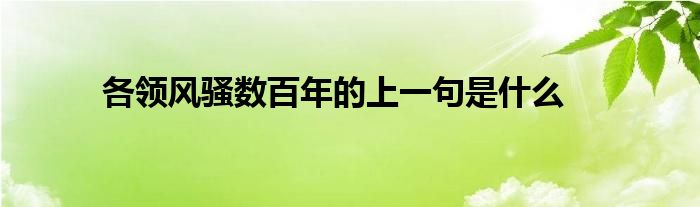 各领风骚数百年的上一句是什么