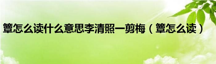 簟怎么读什么意思李清照一剪梅（簟怎么读）