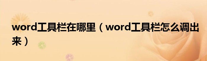 word工具栏在哪里（word工具栏怎么调出来）