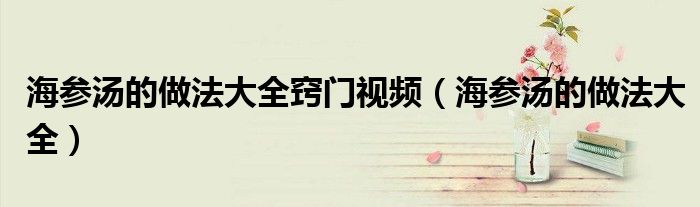 海参汤的做法大全窍门视频（海参汤的做法大全）