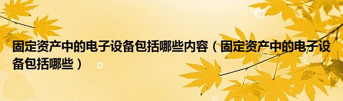 固定资产中的电子设备包括哪些内容（固定资产中的电子设备包括哪些）