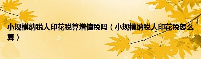 小规模纳税人印花税算增值税吗（小规模纳税人印花税怎么算）