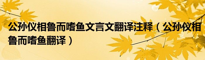 公孙仪相鲁而嗜鱼文言文翻译注释（公孙仪相鲁而嗜鱼翻译）
