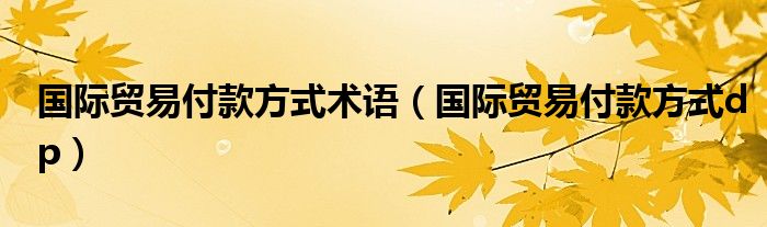 国际贸易付款方式术语（国际贸易付款方式dp）