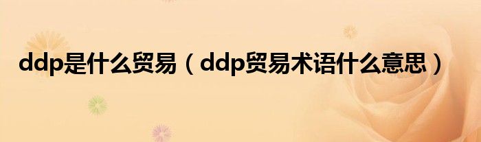 ddp是什么贸易（ddp贸易术语什么意思）