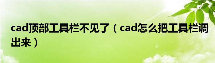 cad顶部工具栏不见了（cad怎么把工具栏调出来）