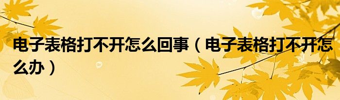 电子表格打不开怎么回事（电子表格打不开怎么办）