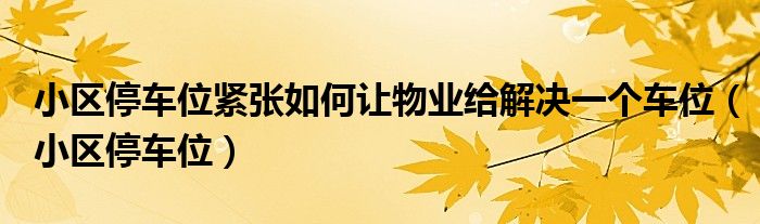 小区停车位紧张如何让物业给解决一个车位（小区停车位）