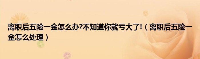 离职后五险一金怎么办?不知道你就亏大了!（离职后五险一金怎么处理）