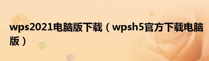 wps2021电脑版下载（wpsh5官方下载电脑版）