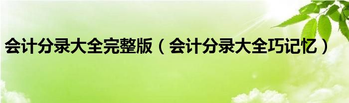 会计分录大全完整版（会计分录大全巧记忆）