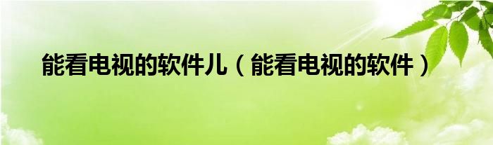 能看电视的软件儿（能看电视的软件）