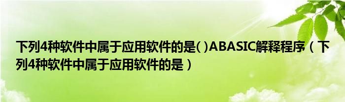 下列4种软件中属于应用软件的是( )ABASIC解释程序（下列4种软件中属于应用软件的是）