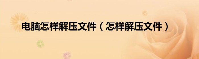 电脑怎样解压文件（怎样解压文件）