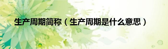 生产周期简称（生产周期是什么意思）