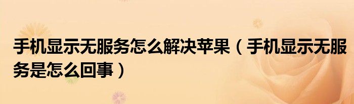 手机显示无服务怎么解决苹果（手机显示无服务是怎么回事）
