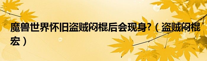 魔兽世界怀旧盗贼闷棍后会现身?（盗贼闷棍宏）