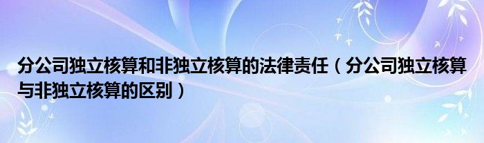 分公司独立核算和非独立核算的法律责任（分公司独立核算与非独立核算的区别）
