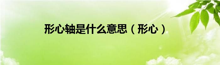 形心轴是什么意思（形心）