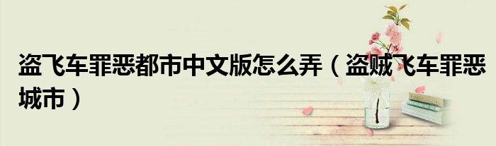 盗飞车罪恶都市中文版怎么弄（盗贼飞车罪恶城市）