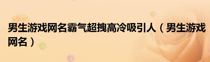 男生游戏网名霸气超拽高冷吸引人（男生游戏网名）