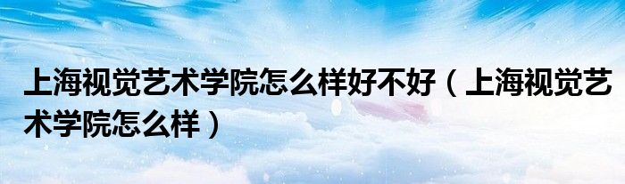 上海视觉艺术学院怎么样好不好（上海视觉艺术学院怎么样）