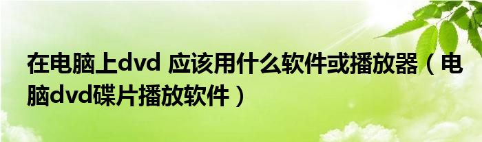 在电脑上dvd 应该用什么软件或播放器（电脑dvd碟片播放软件）