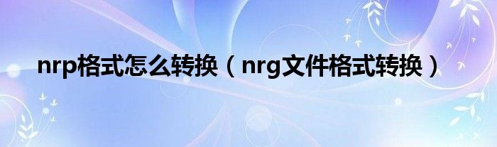 nrp格式怎么转换（nrg文件格式转换）