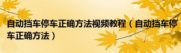 自动挡车停车正确方法视频教程（自动挡车停车正确方法）