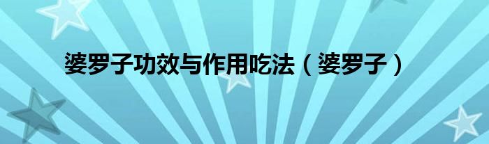 婆罗子功效与作用吃法（婆罗子）