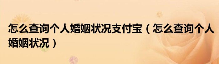 怎么查询个人婚姻状况支付宝（怎么查询个人婚姻状况）