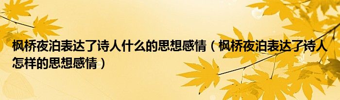 枫桥夜泊表达了诗人什么的思想感情（枫桥夜泊表达了诗人怎样的思想感情）