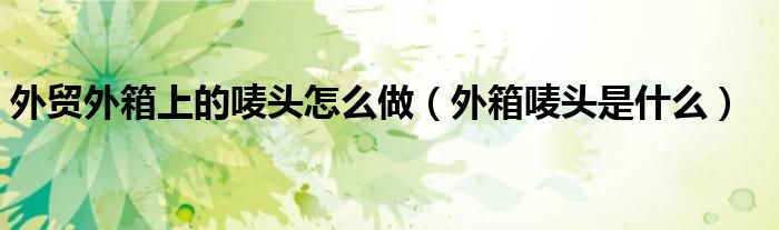 外贸外箱上的唛头怎么做（外箱唛头是什么）
