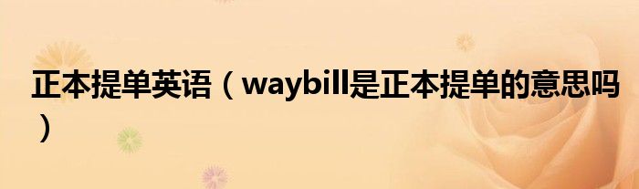 正本提单英语（waybill是正本提单的意思吗）